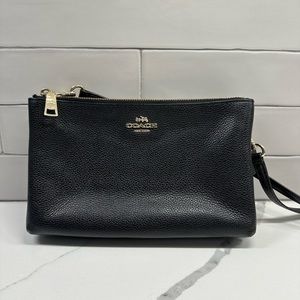 Coach Double Zipper Black Shoulder Bag